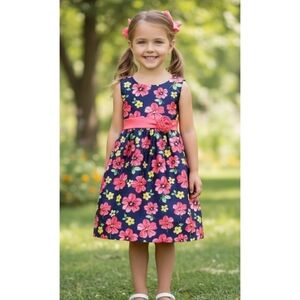 American Princess Floral Dress Navy Size 6